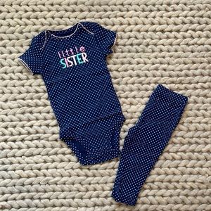 NWOT Carters baby ‘little sister’ onesie 3-6m set